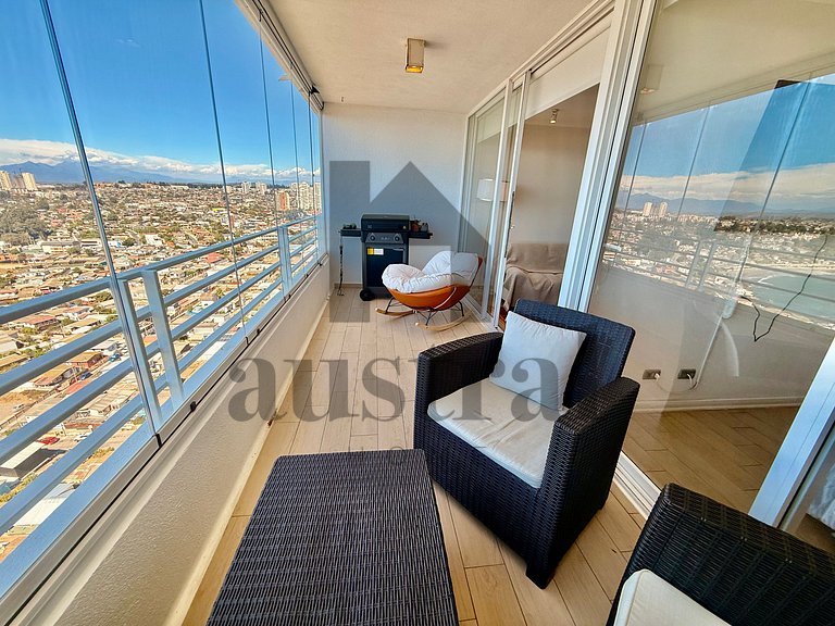 Apt com vista para o mar e piscina aquecida